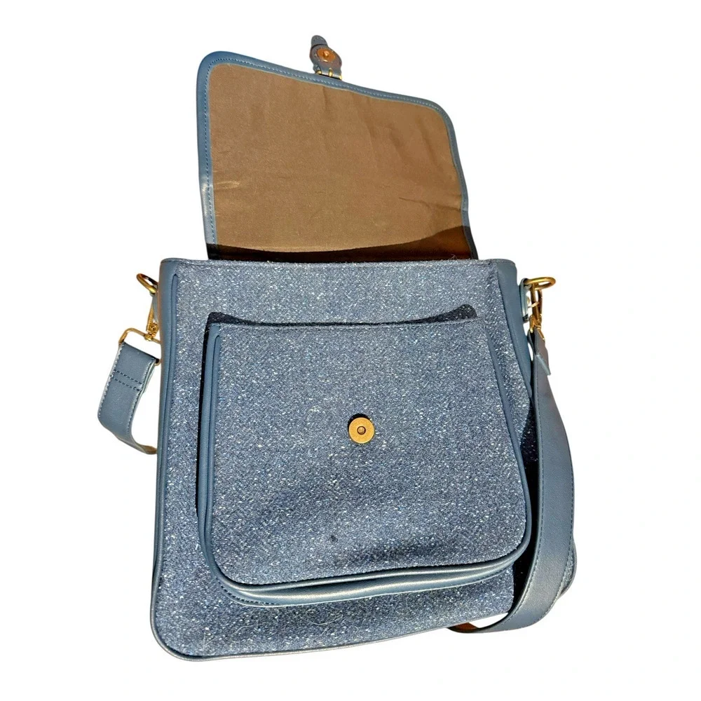 Aran Kerry Tweed & Leather Satchel Bag Purse Wool Silk Blend Quiet Luxury - Picture 3 of 7